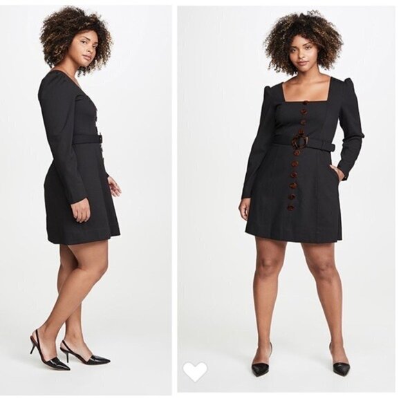 Nicholas Dress NWT Black Button Front Skater Mini Dress 8 New - Picture 1 of 11